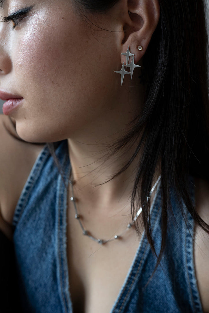 Astral Edge Earrings- Silver